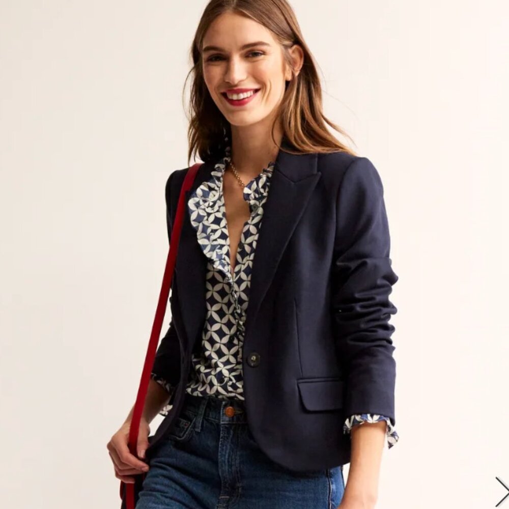 Boden Canonbury Ponte Blazer Navy 6R NWT